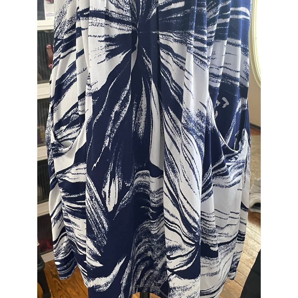 J Valdi Blue/white splattered Sleeveless Sun Dress Sm. Artsy Cover up Cruisewear